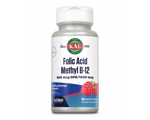 Folic Acid Methyl B-12 800mcg - 60 tabs Raspberry