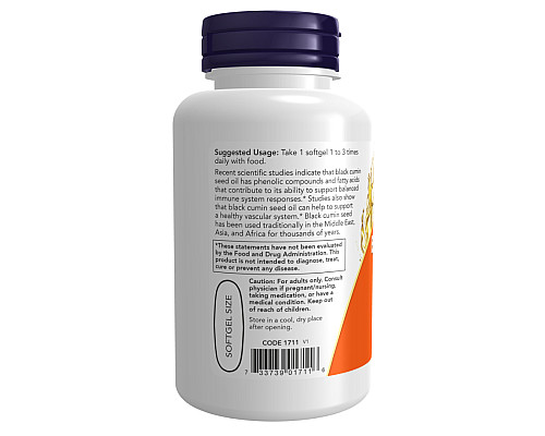 Black Cumin Seed Oil Now Foods - 1,000mg - 60 sgels
