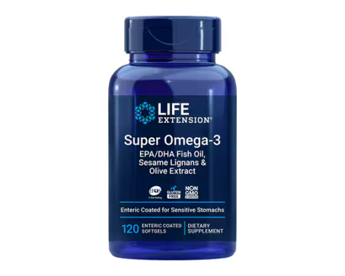 Супер омега Super Omega-3 EPA/DHA Fish Oil, Sesame Lignans & Olive Extract - 120 капсул