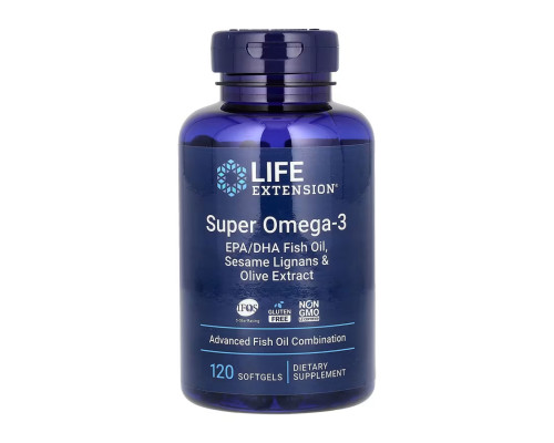 Супер омега Super Omega-3 EPA/DHA Fish Oil Sesame Lignans & Olive Extract - 120 капсул