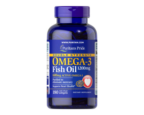 Рибячий жир Омега 3 (Double Strength Omega-3 Fish Oil 1200мг/600мг) 180 капсул