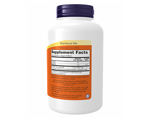 Flax Oil Org Now Foods 1000mg - 120 vgels