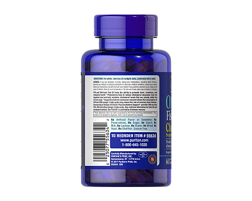 Рибячий жир Omega-3 Fish Oil Plus Cholesterol Support - 60 капсул