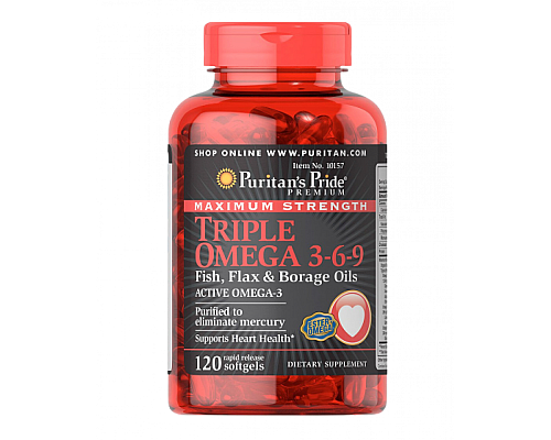 Triple Omega 3 6 9 Fish Flax Borage Oils - 120 Softgels