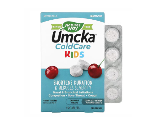 Umcka Coldcare Cherry Kids Nature's Way  -10 chew tabs