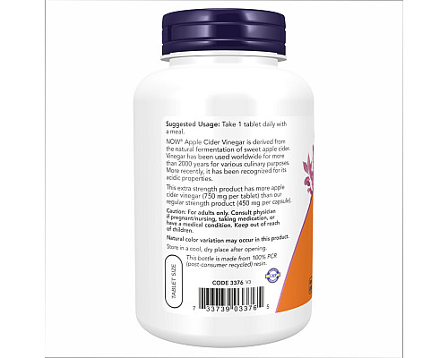 Apple Cider Vinegar Now Foods 750 mg - 180 tabs