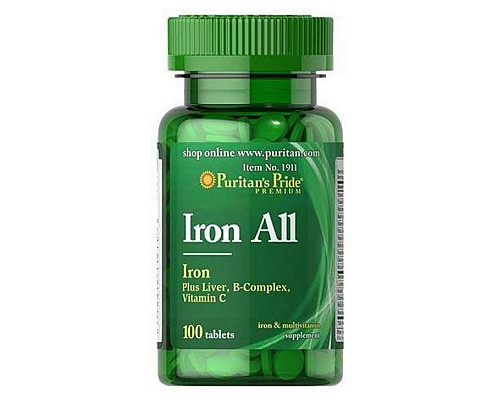 Залізо та мультивітаміни Iron All Iron - 100 таблеток