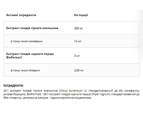 Synefryna+Bioperine UNS Vitamins - 60 caps
