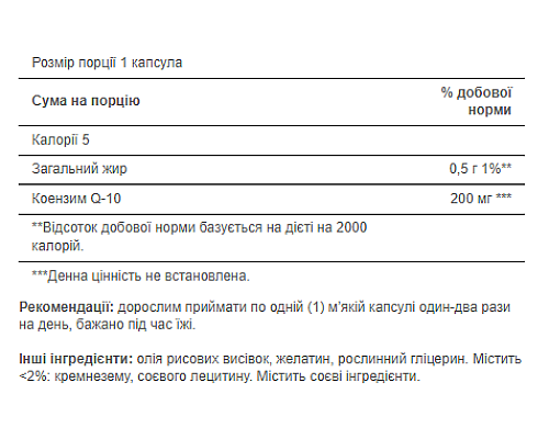 Коензим Q-10 (Q-SORB™ Co Q-10) 200мг - 30 капсул