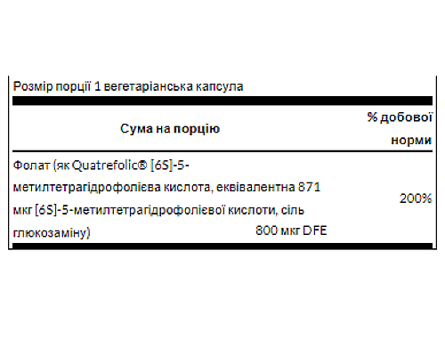 Фолієва кислота Folate 800мкг - 30 капсул