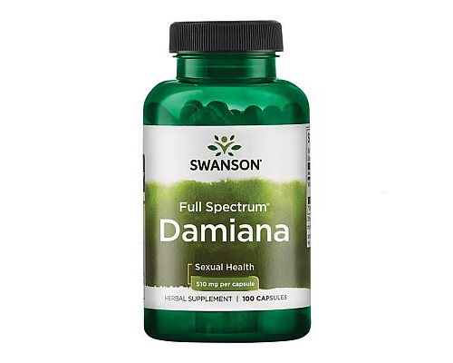 Афродизіак для чоловіків і жінок Full Spectrum Damiana 510мг - 100 капсул Афродизіак для чоловіків і жінок Full Spectrum Damiana 510мг - 100 капсул