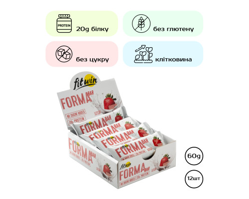 Протеїновий батончик Forma Bar - 12x60г Полуничний йогурт