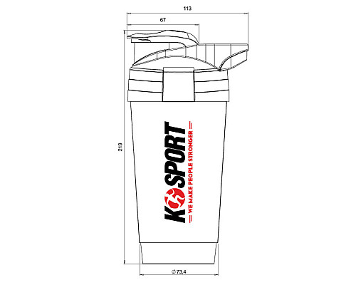 Шейкер SHAKER 700 мл K-SPORT SHK002, чорний Шейкер SHAKER 700 мл K-SPORT SHK002, чорний