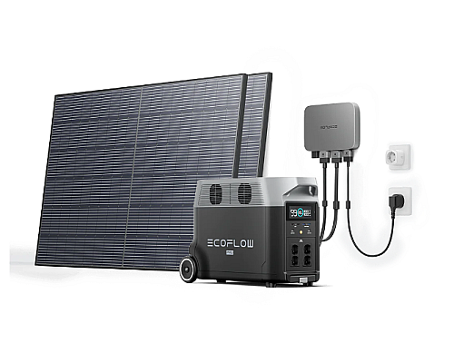 Комплект енергонезалежності EcoFlow PowerStream - мікроінвертор 600W + зарядна станція Delta Pro + 2 x 400W стаціонарні сонячні панелі