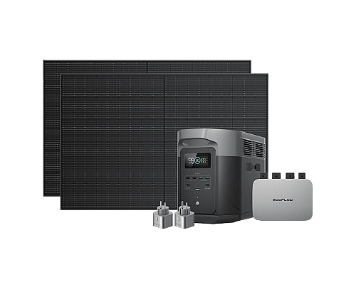 Комплект енергонезалежності EcoFlow PowerStream - мікроінвертор 800W + зарядна станція Delta Max 2000 + 2 x 400W стаціонарні сонячні панелі