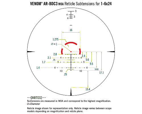 Приціл оптичний Vortex Venom 1-6x24 SFP AR-BDC3 MOA (VEN-1601)