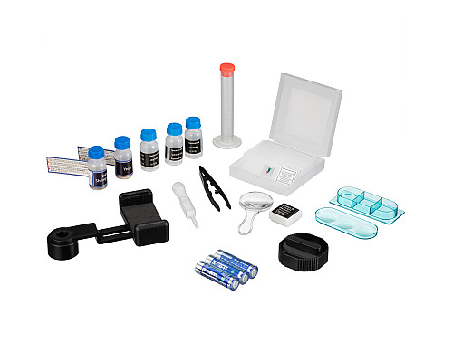 Мікроскоп Bresser Junior 40x-640x Blue з набором для дослідів та адаптером для смартфона (8851300WXH000)