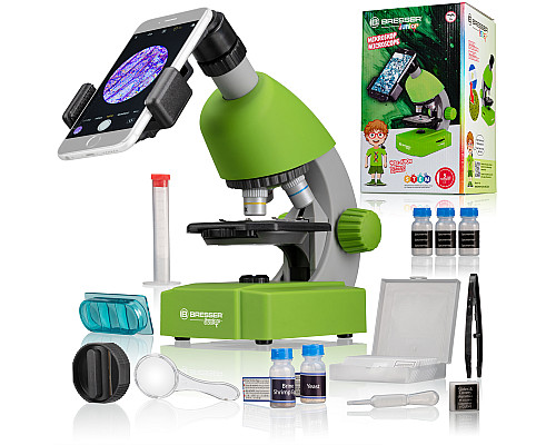 Мікроскоп Bresser Junior 40x-640x Green з набором для дослідів і адаптером для смартфона (8851300B4K000) Мікроскоп Bresser Junior 40x-640x Green з набором для дослідів і адаптером для смартфона (8851300B4K000)