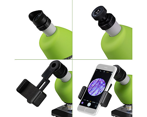 Мікроскоп Bresser Junior 40x-640x Green з набором для дослідів і адаптером для смартфона (8851300B4K000) Мікроскоп Bresser Junior 40x-640x Green з набором для дослідів і адаптером для смартфона (8851300B4K000)