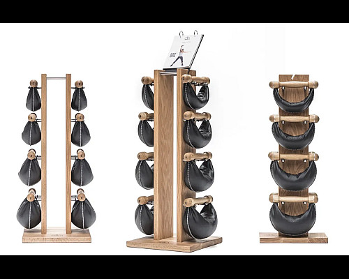 Стійка з гантелями NOHRD Oak Vintage Leather 2-8 кг