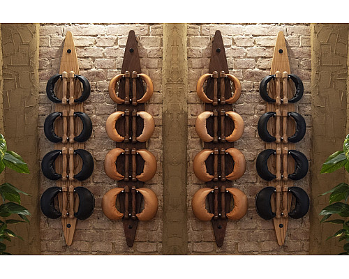 Гантелі з підставкою NOHRD Classic Walnut Leather 2-8 кг