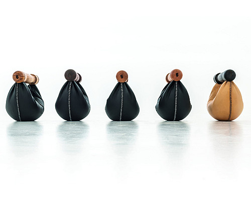 Гантелі з підставкою NOHRD Classic Walnut Leather 2-8 кг