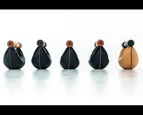 Гантелі з підставкою NOHRD Oak Leather 2-8 кг