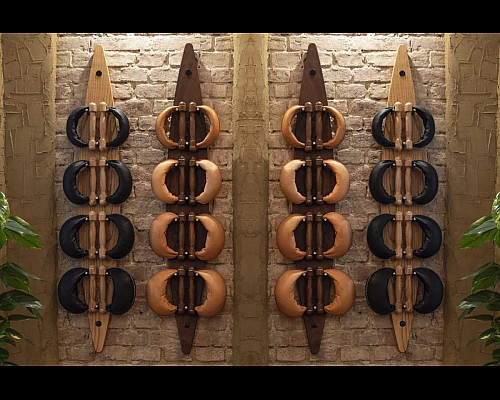 Гантелі з підставкою NOHRD Oak Leather 2-8 кг