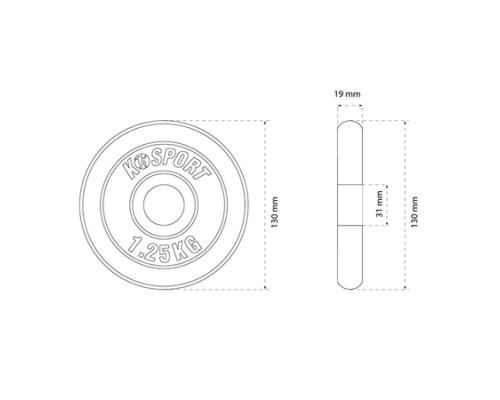 Диск чавунний 1,25 кг K-SPORT O1.25