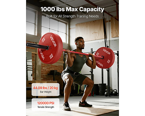 Гриф гантельний VEVOR 453,59 кг, червоний