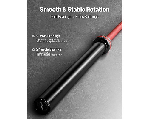 Гриф гантельний VEVOR 453,59 кг, червоний