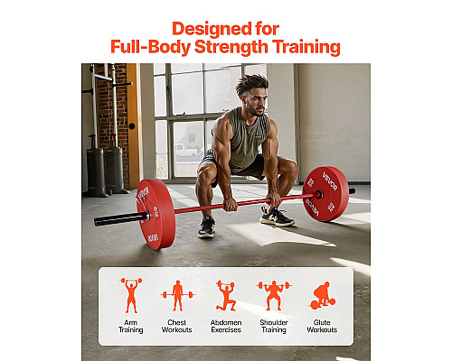 Гриф гантельний VEVOR 453,59 кг, червоний