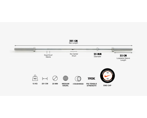 Гриф Nike Strength Shield Barbell 15 кг