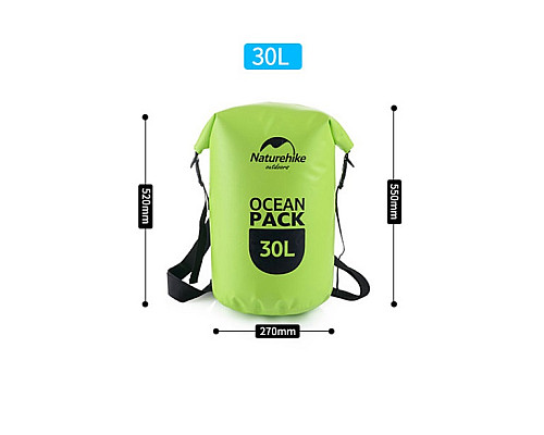 Гермомішок Naturehike Ocean Pack FS16M030-L 30 л, яскраво-зелений