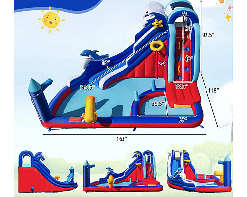 Надувний ігровий майданчик Costway Slide 414х300х235 см