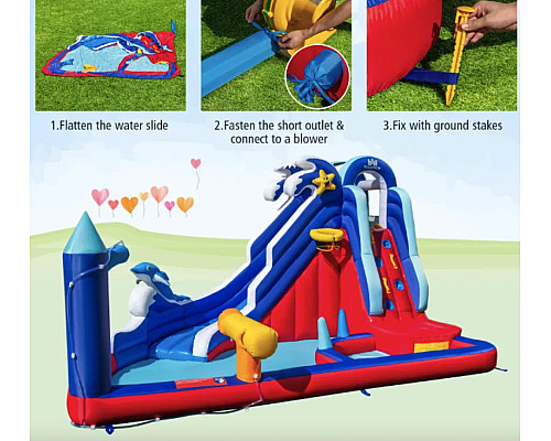 Надувний ігровий майданчик Costway Slide 414х300х235 см