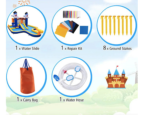 Надувний ігровий майданчик Costway Dolphins 579х408х250 см