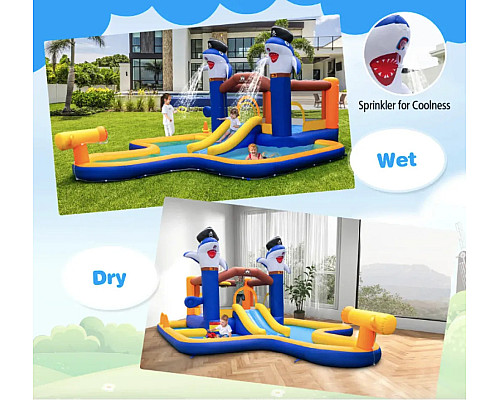 Надувний ігровий майданчик Costway Dolphins 579х408х250 см