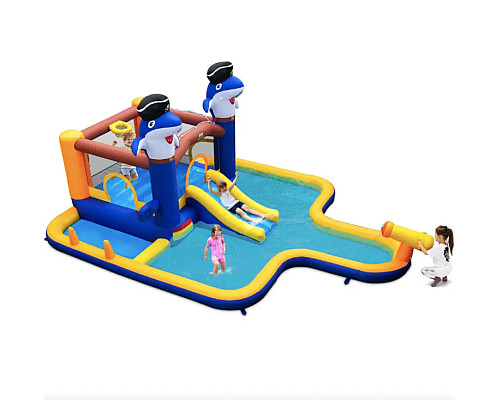 Надувний ігровий майданчик Costway Dolphins 579х408х250 см