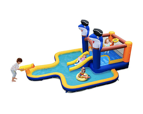 Надувний ігровий майданчик Costway Dolphins 579х408х250 см