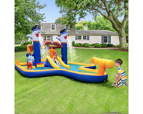 Надувний ігровий майданчик Costway Dolphins 579х408х250 см