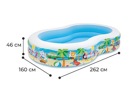Басейн надувний дитячий Paradise Lagoon Intex 56490 262x160х46 см