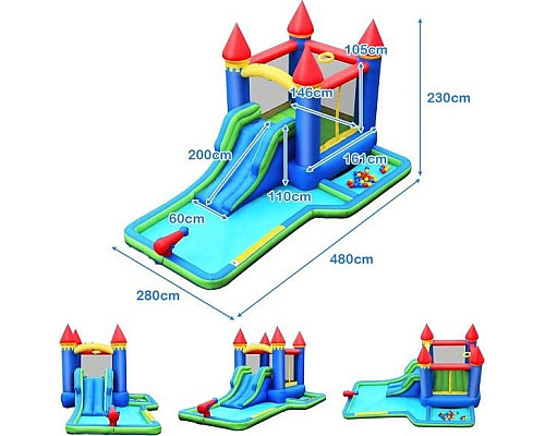 Надувний ігровий майданчик Castle Costway OP70586DE 480x280 см