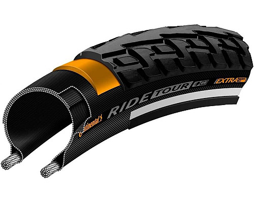 Шина 28 x 1.75 /700 x 47C/ CONTINENTAL Ride Tour ECO25 чорний/коричневий Шина 28 x 1.75 /700 x 47C/ CONTINENTAL Ride Tour ECO25 чорний/коричневий