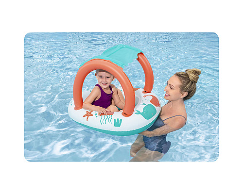 Пліт надувний пляжний Bestway 34203 з дахом 87 х 67 см, помаранчево-бірюзовий