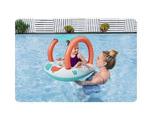 Пліт надувний пляжний Bestway 34203 з дахом 87 х 67 см, помаранчево-бірюзовий