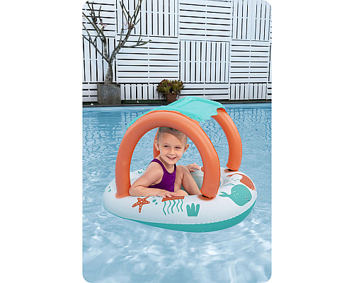 Пліт надувний пляжний Bestway 34203 з дахом 87 х 67 см, помаранчево-бірюзовий