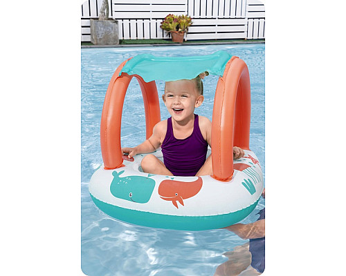 Пліт надувний пляжний Bestway 34203 з дахом 87 х 67 см, помаранчево-бірюзовий