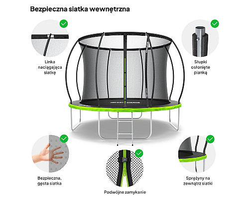 Батут Zipro Jump Pro Premium з внутрішньої сіткою 10 футів 312 см чорно-зелений Батут Zipro Jump Pro Premium з внутрішньої сіткою 10 футів 312 см чорно-зелений