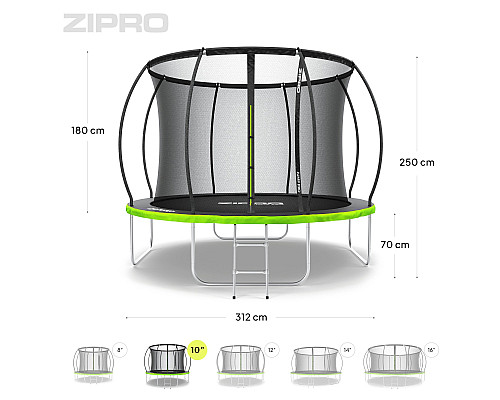 Батут Zipro Jump Pro Premium з внутрішньої сіткою 10 футів 312 см чорно-зелений Батут Zipro Jump Pro Premium з внутрішньої сіткою 10 футів 312 см чорно-зелений
